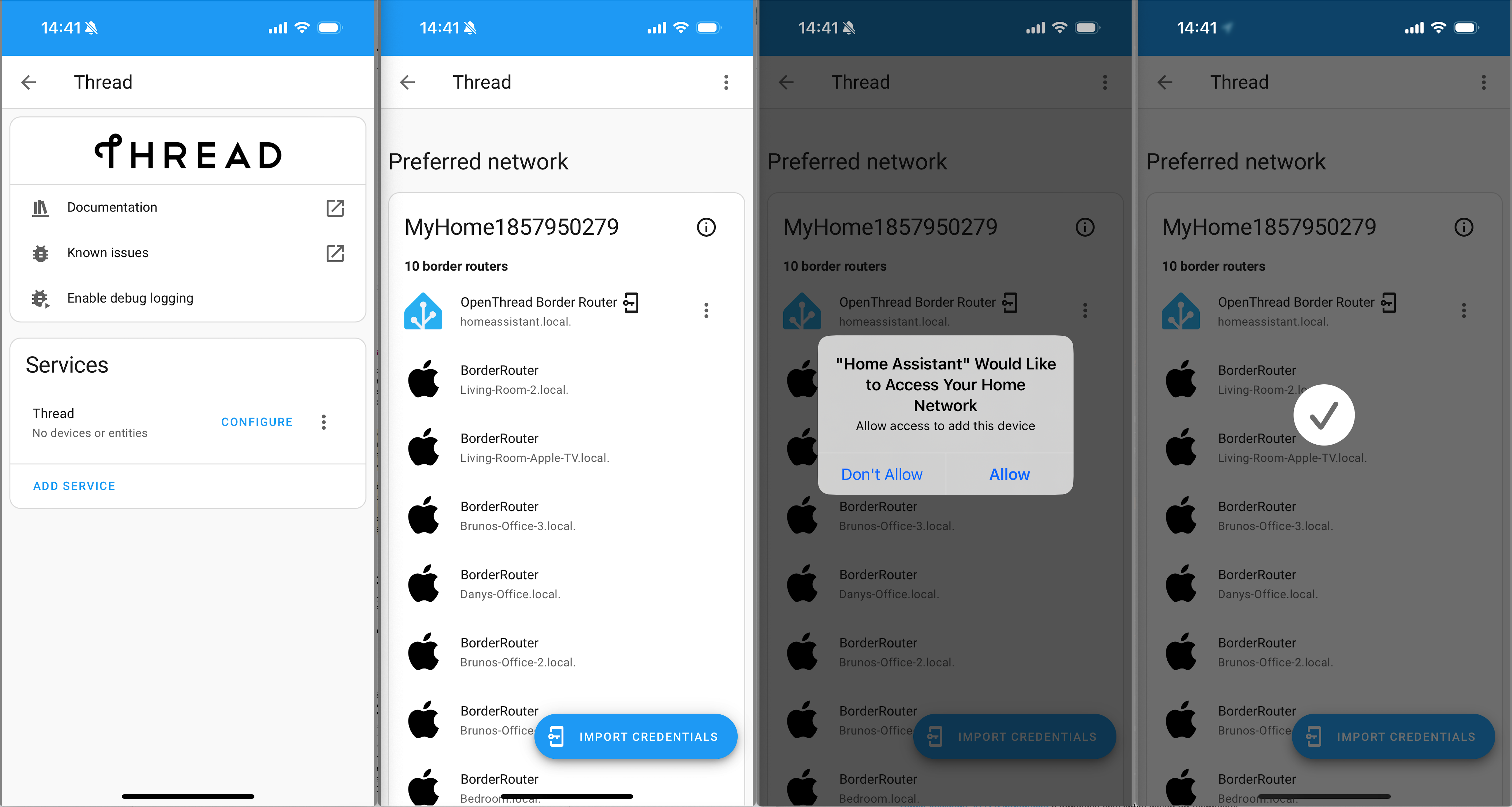 Apple Thread network credentials sharing