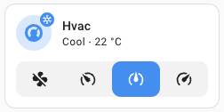 Screenshot of the tile card with the climate fan modes feature