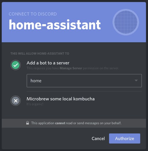 Screenshot of Discord bot auth