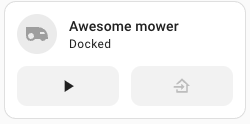 Screenshot of the tile card with the lawn mower commands feature